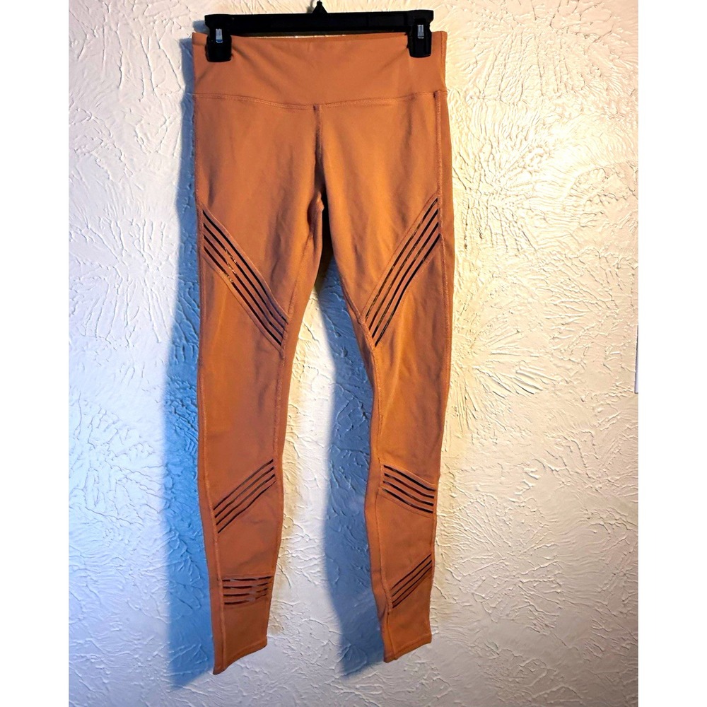 Alo Yoga Beige High Rise Ankle Leggings Stretch Elastic Waist Women's Size S